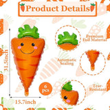 Easter Carrot Balloons Set of 6 Foil Party Decor Supplies for Baby Shower