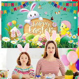 Happy Easter Banner Backdrop 72 x 43 Inch Bunny Chick Egg Spring Party Decor