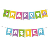 Happy Easter Banner Bunny Egg Hanging Party Decor for Indoor Outdoor Supplies