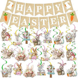 Happy Easter Garland Banner Bunny Egg Hanging Swirl Party Decor Supplies