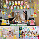 Happy Easter Decorations Set 47 PCS Banner Kit 3D Bunny Backdrop Party Decor Supplies