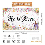 He Is Risen Easter Backdrop Banner, Spring Floral Cross Bunny Party Decor