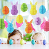 Easter Honeycomb Hanging Decorations Set of 12 Bunny Egg 3D Paper Party Decor Supplies