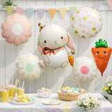 Easter Foil Balloons Set Bunny Carrot Daisy Polka Dot Party Decor Supplies