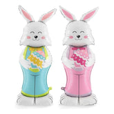 Giant Standing Bunny Foil Balloons: Pink, Blue Easter Party Decor Set
