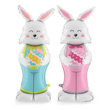Giant Standing Bunny Foil Balloons: Pink, Blue Easter Party Decor Set