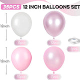 Pink Latex Balloons Set 12 Inch Metallic Baby Pink White Pearl Party Decor Supplies