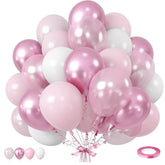 Pink Latex Balloons Set 12 Inch Metallic Baby Pink White Pearl Party Decor Supplies
