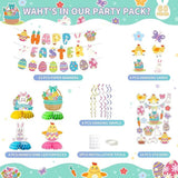 Easter Party Decorations Kit: Banner, Centerpieces, Swirls, Stickers – Festive Bunny Supplies