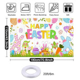 Happy Easter Backdrop Banner: Rustic Bunny Wooden Photo Booth Party Decor