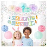 Happy Easter Decorations Set: Banner, Garland, Paper Fans, Lanterns, Balloons – Spring Party Supplies