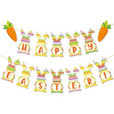 Happy Easter Banner Bunny Carrot Garland Indoor Outdoor Mantel Spring Party Decor Supplies