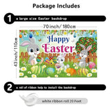 Happy Easter Backdrop Banner 70 x 43 Inch Large Photography Background Party Decor Supplies