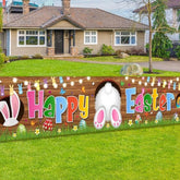 Happy Easter Yard Sign Banner Bunny Spring Outdoor Party Decor Supplies