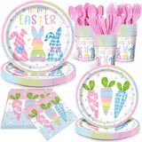Easter Bunny Carrot Paper Plates and Napkins Set for 24 Guests