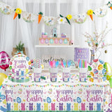 Easter Party Tableware Set: Plates, Napkins, Cups, Cutlery for 24 Guests
