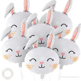 Easter Rabbit Balloons Set of 6 Giant White Bunny Head Foil Party Decor Supplies