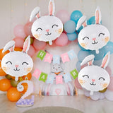 Easter Rabbit Balloons Set of 6 Giant White Bunny Head Foil Party Decor Supplies