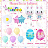 Happy Easter Bunny Balloons Set Colorful Egg Daisy Foil Party Decor Supplies