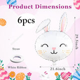 Easter Rabbit Balloons Set of 6 Large Bunny Foil Party Decor for Birthday Events