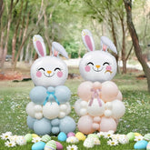 Easter Bunny Balloons Blue Pink with 3 Rabbit Head Foil Party Decor Supplies