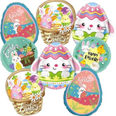 Easter Balloons Set of 8 Bunny Carrot Chick Egg Foil Party Decor Supplies