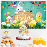 Happy Easter Banner Backdrop 72 x 43 Inch Bunny Chick Egg Spring Party Decor
