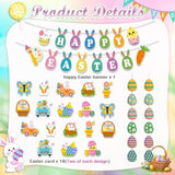 Happy Easter Banner Garland Party Decor Set: Bunnies, Eggs, Swirls