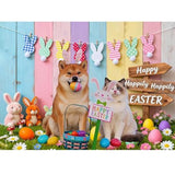 Easter Bunny Egg Backdrop: Colorful Spring Photo Banner Party Decor