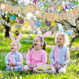 Burlap Easter Banner Garland with Felt Bunnies and Pom Poms