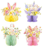 Easter Honeycomb Centerpieces Set of 4 Vase Shape Bunny Floral 3D Table Decor Supplies