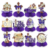 He Is Risen Honeycomb Centerpieces Set of 12 Religious Easter Cross Table Decor Supplies