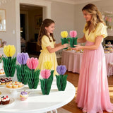 Tulip Flower Honeycomb Centerpieces Spring Table Decor for Home Garden Party Supplies