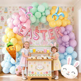 Easter Balloon Arch Kit Pastel Bunny Carrot Mylar Latex Party Decor Supplies