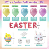 Easter Balloon Garland Arch Kit 134 PCS Pastel Rainbow Bunny Egg Party Decor Supplies