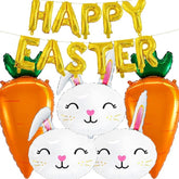Happy Easter Gold Letter Balloon Set Bunny Carrot Foil Party Decor Supplies