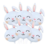 Easter Bunny Head Foil Balloons Set of 6 Rabbit Mylar Party Decor Supplies