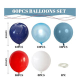 Red Blue White Balloons Set 12 Inch Latex Party Decoration Pack