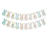 Vintage Floral Bunny Easter Banner Garland – Spring Party Decor Supplies