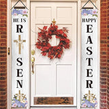 Happy Easter He Is Risen Porch Banner, Religious Resurrection Scene Decor