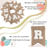 Happy Easter Burlap Banner with Bunny Embroidery – Rustic Farmhouse Garland