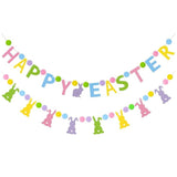 Wool Felt Easter Bunny Garland: Pastel Spring Banner for Party Decor