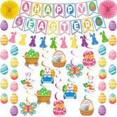 Easter Decorations Set 55 PCS Happy Easter Banner Hanging Party Decor Supplies