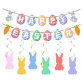 Happy Easter Banner Decorations Set Egg Bunny Indoor Party Decor Supplies