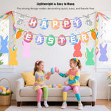 Happy Easter Banner Decorations Set Egg Bunny Indoor Party Decor Supplies