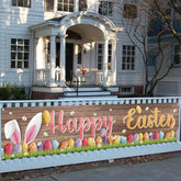 Happy Easter Banner for Fence Bunny Egg Spring Home Classroom Office Party Decor Supplies