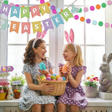 Easter Decorations Set: Happy Easter Banner, Bunny Garland, Egg Hunt Signs, Party Decor
