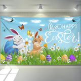Happy Easter Bunny Backdrop Banner: Spring Party Photography Decor Supplies