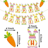 Happy Easter Banner Bunny Carrot Garland Indoor Outdoor Mantel Spring Party Decor Supplies