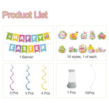 Happy Easter Banner with Egg Bunny Chick Hanging Swirls Indoor Outdoor Party Decor Supplies